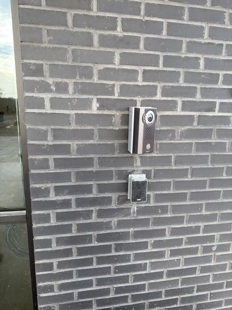Magnetic lock installation detail on masonry