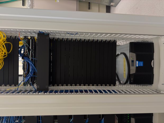 Rear of a rack showing cable routing and management